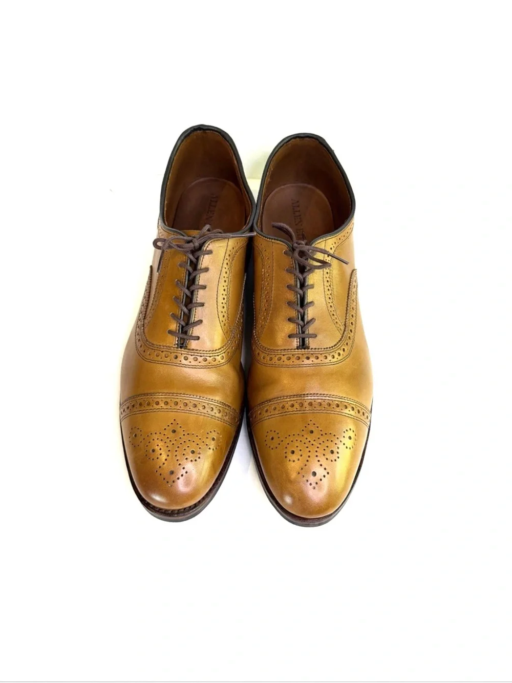 Allen Edmonds Strand Brown Leather Cap Toe Brogue Dress Shoes Men Size 14 D